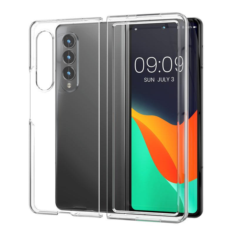 kwmobile Hülle kompatibel mit Samsung Galaxy Z Fold4 Case - Faltbare Handyhülle mit Rahmen - Robustes Cover in Transparent Transparent  
