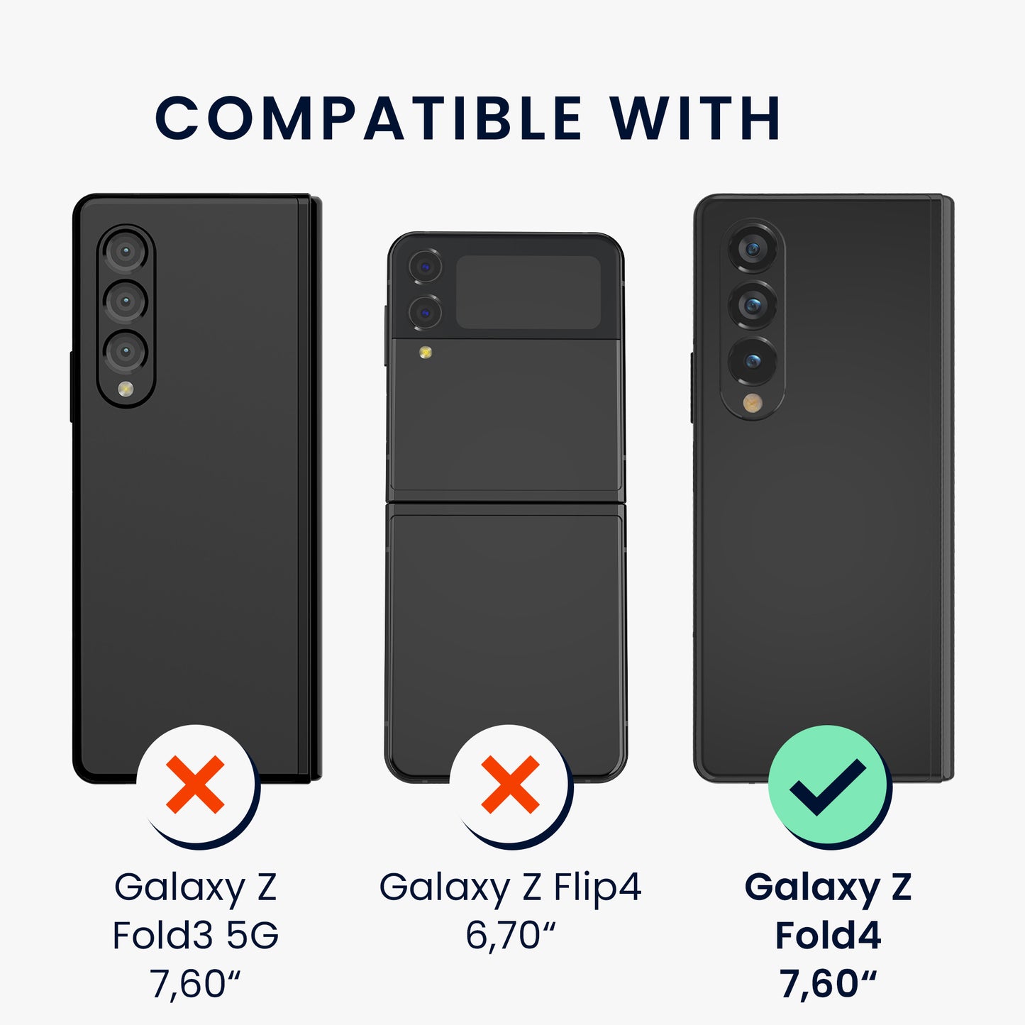 kwmobile Case Compatible with Samsung Galaxy Z Fold4 - Foldable Phone Case with Frame - Robust Cover
