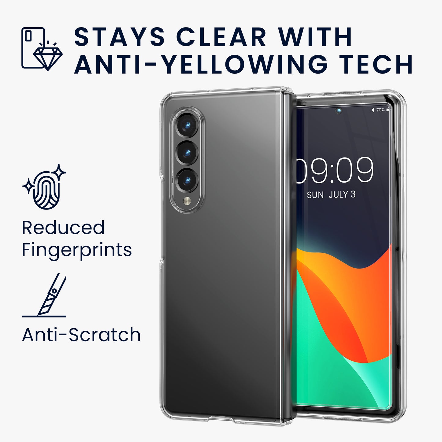 kwmobile Case Compatible with Samsung Galaxy Z Fold4 - Foldable Phone Case with Frame - Robust Cover