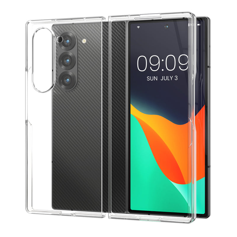 kwmobile Hülle kompatibel mit Samsung Galaxy Z Fold6 Case - Faltbare Handyhülle mit Rahmen - Robustes Cover in Transparent Transparent  
