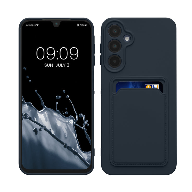 kwmobile Handyhülle kompatibel mit Samsung Galaxy A16 5G Hülle - Handy Cover mit Fach für Karten - in Dunkelblau Dunkelblau  