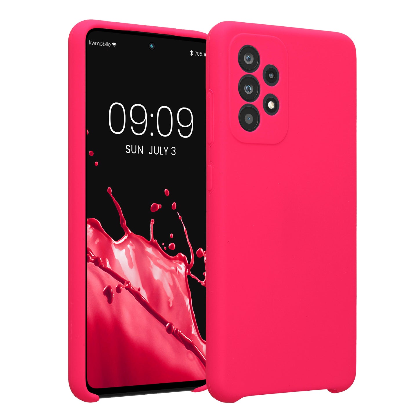 kwmobile Handyhülle kompatibel mit Samsung Galaxy A52 / A52 5G / A52s 5G Hülle - gummierte Handy Case aus Silikon in Neon Pink Neon Pink  