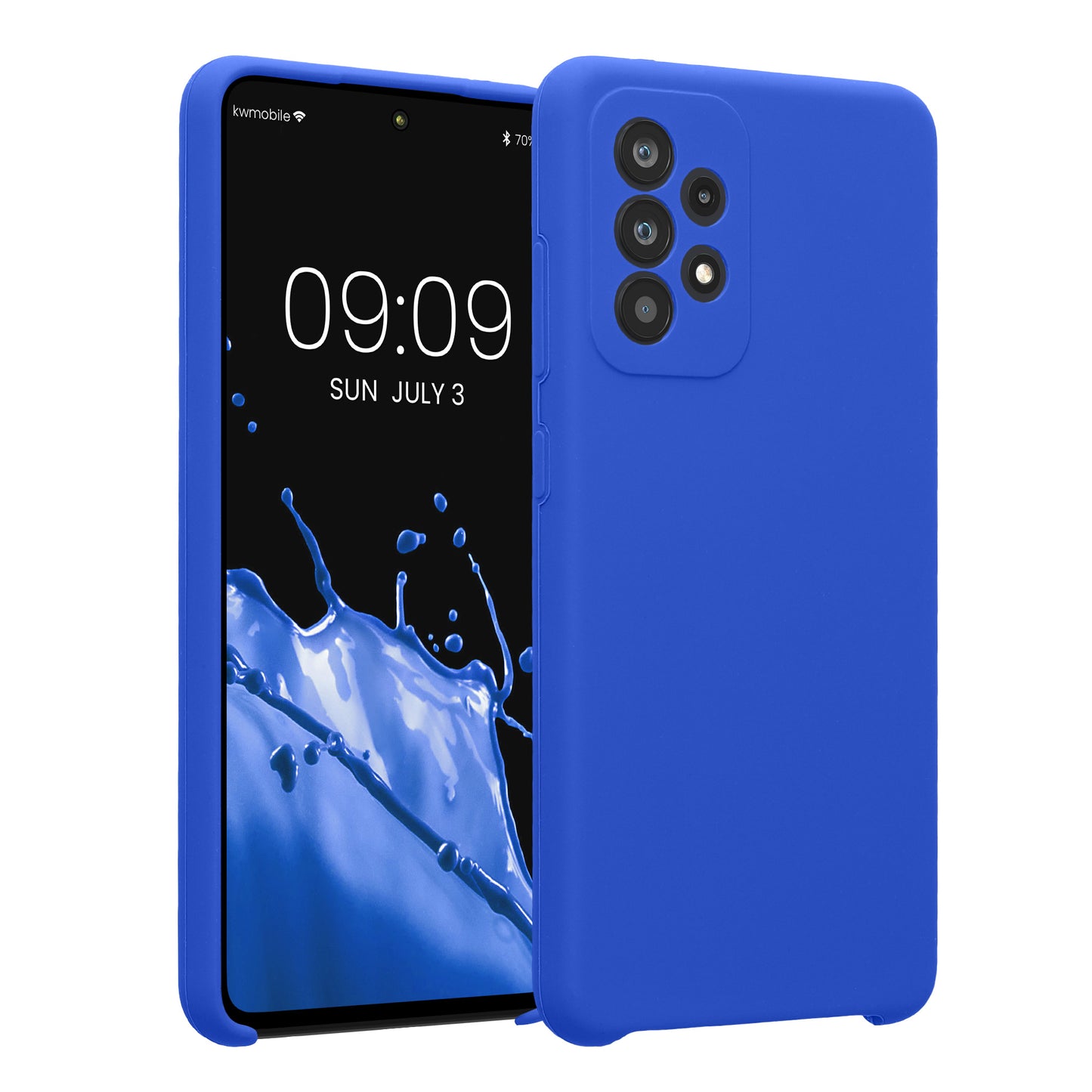 kwmobile Handyhülle kompatibel mit Samsung Galaxy A52 / A52 5G / A52s 5G Hülle - gummierte Handy Case aus Silikon in Baltik Blau Baltik Blau  