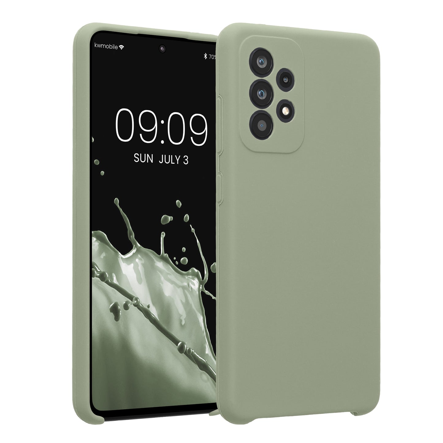 kwmobile Handyhülle kompatibel mit Samsung Galaxy A52 / A52 5G / A52s 5G Hülle - gummierte Handy Case aus Silikon in Graugrün Graugrün  