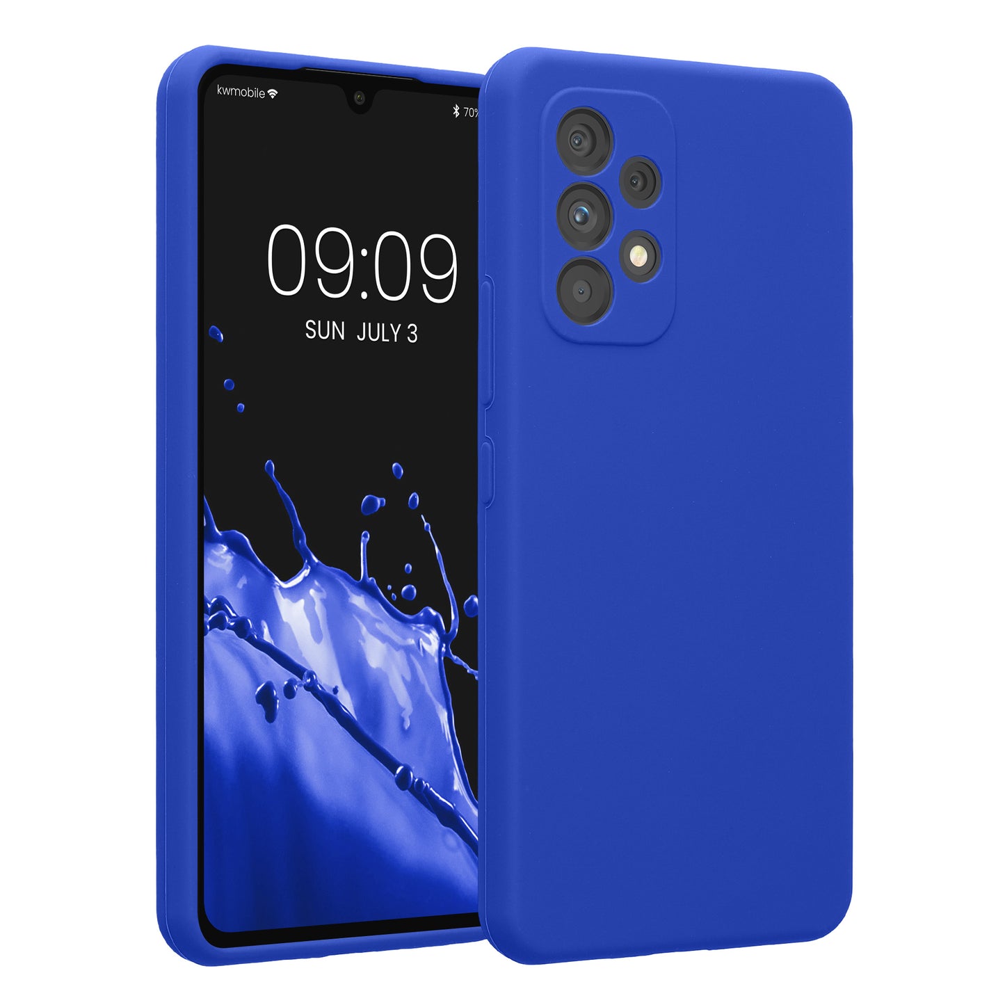 kwmobile Handyhülle kompatibel mit Samsung Galaxy A53 5G Hülle - gummierte Handy Case aus Silikon in Baltik Blau Baltik Blau  