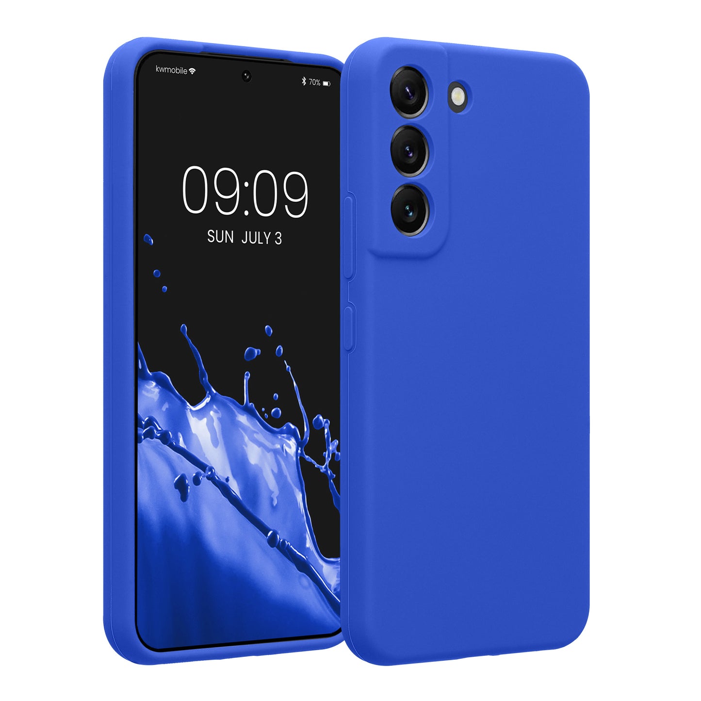 kwmobile Handyhülle kompatibel mit Samsung Galaxy S22 Hülle - gummierte Handy Case aus Silikon in Baltik Blau Baltik Blau  