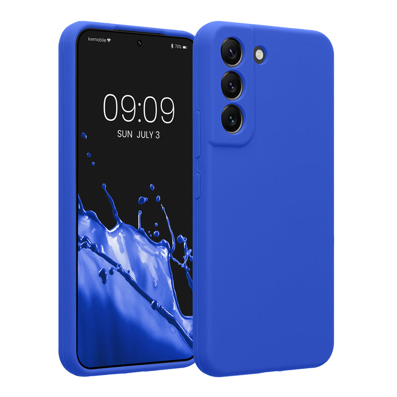 kwmobile Handyhülle kompatibel mit Samsung Galaxy S22 Hülle - gummierte Handy Case aus Silikon in Baltik Blau Baltik Blau  