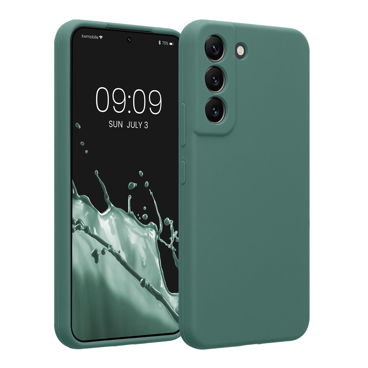 kwmobile Handyhülle kompatibel mit Samsung Galaxy S22 Hülle - gummierte Handy Case aus Silikon in Tannengrün Tannengrün  