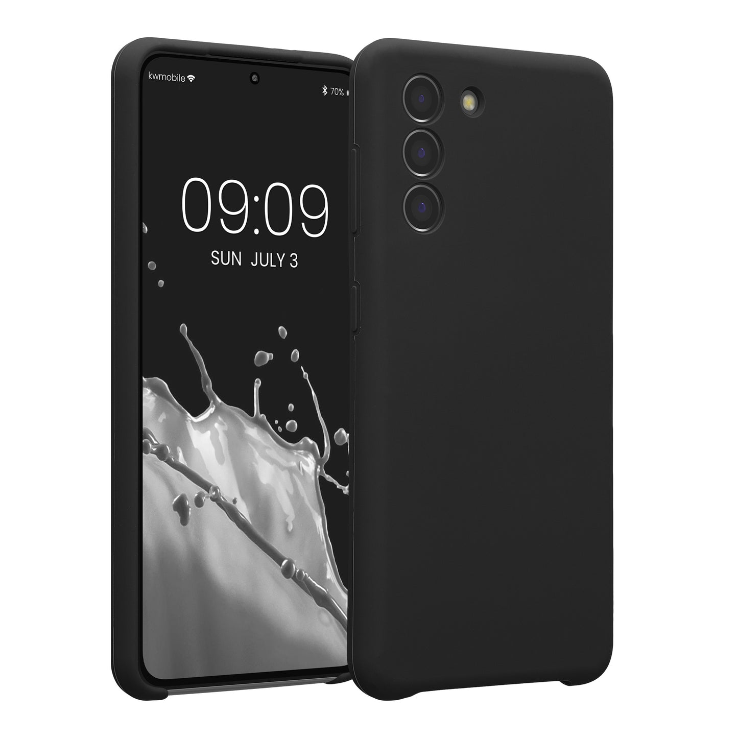 kwmobile Handyhülle kompatibel mit Samsung Galaxy S21 Hülle - gummierte Handy Case aus Silikon in Schwarz Schwarz  