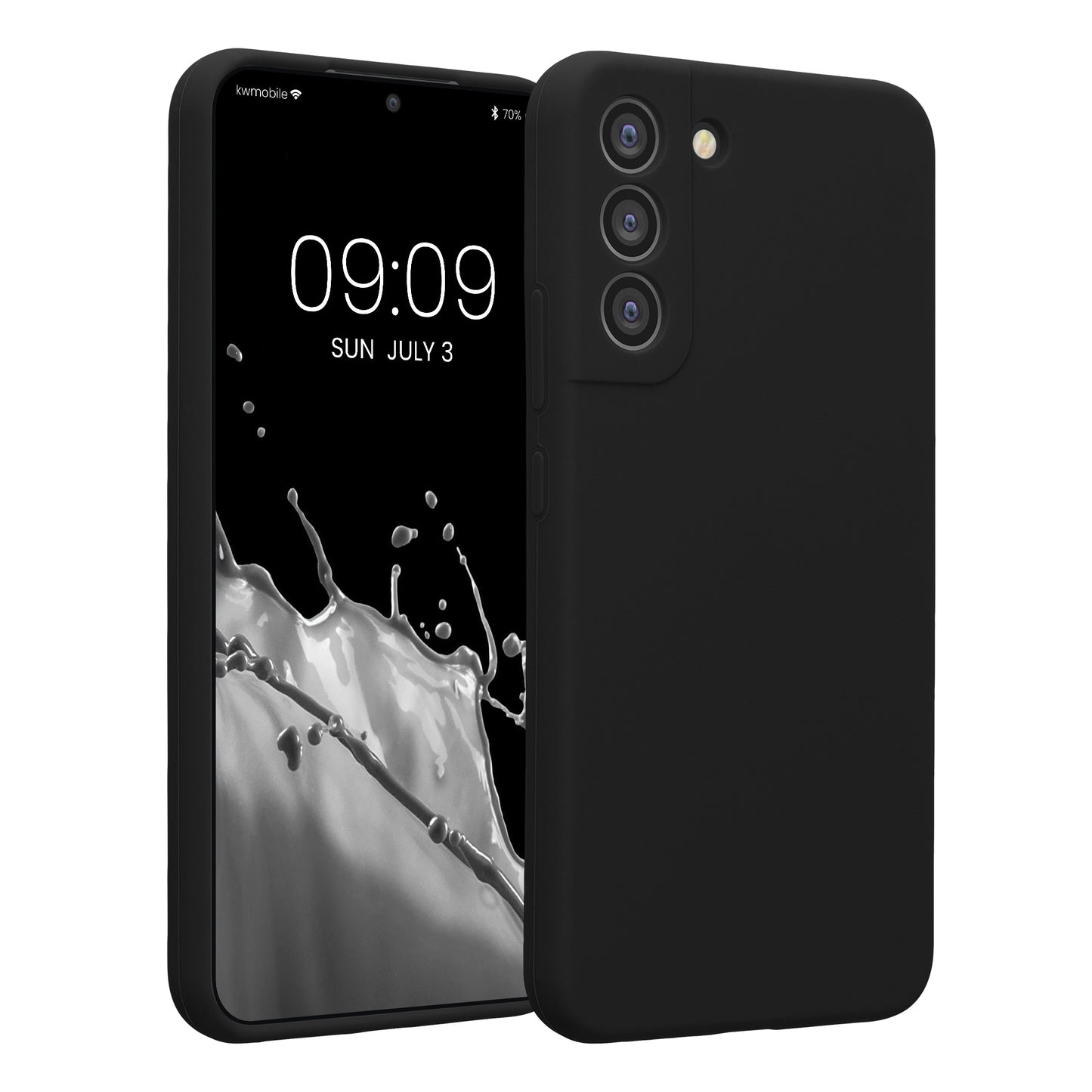 kwmobile Handyhülle kompatibel mit Samsung Galaxy S22 Plus Hülle - gummierte Handy Case aus Silikon in Schwarz Schwarz  