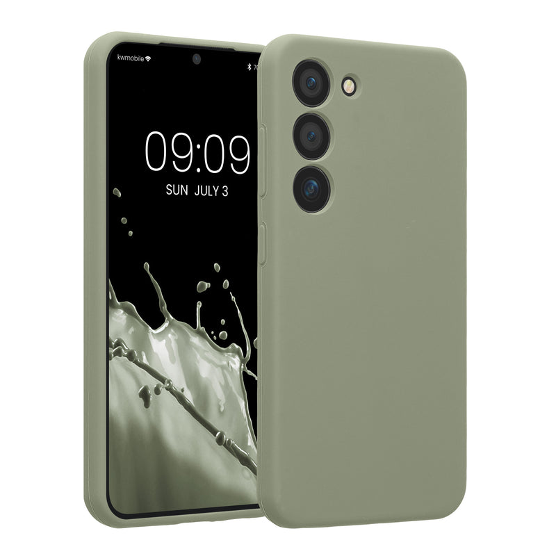 kwmobile Handyhülle kompatibel mit Samsung Galaxy S23 Hülle - gummierte Handy Case aus Silikon in Graugrün Graugrün  