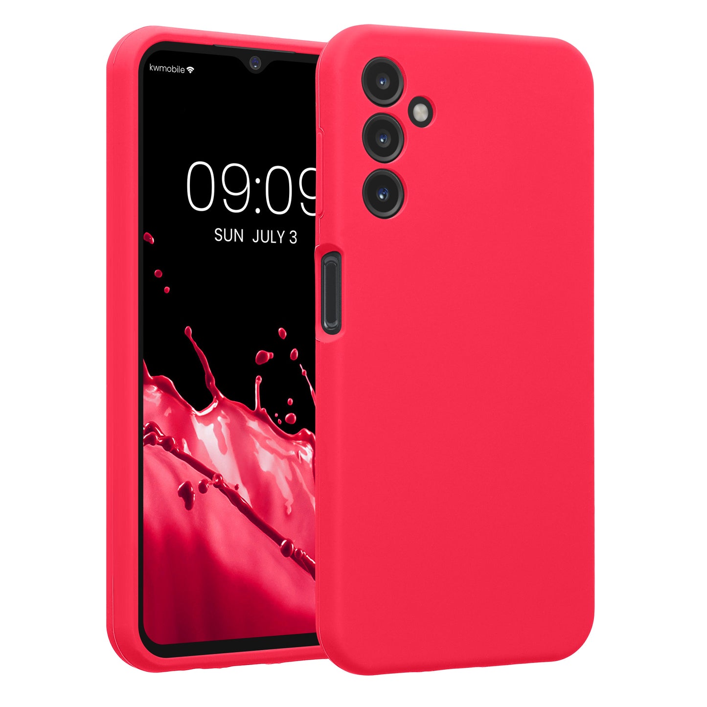 kwmobile Handyhülle kompatibel mit Samsung Galaxy A14 5G Hülle - gummierte Handy Case aus Silikon in Neon Pink Neon Pink  