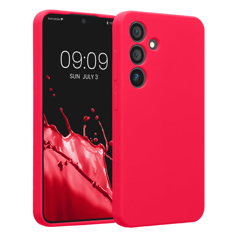 kwmobile Handyhülle kompatibel mit Samsung Galaxy S24 Hülle - gummierte Handy Case aus Silikon in Neon Pink Neon Pink  