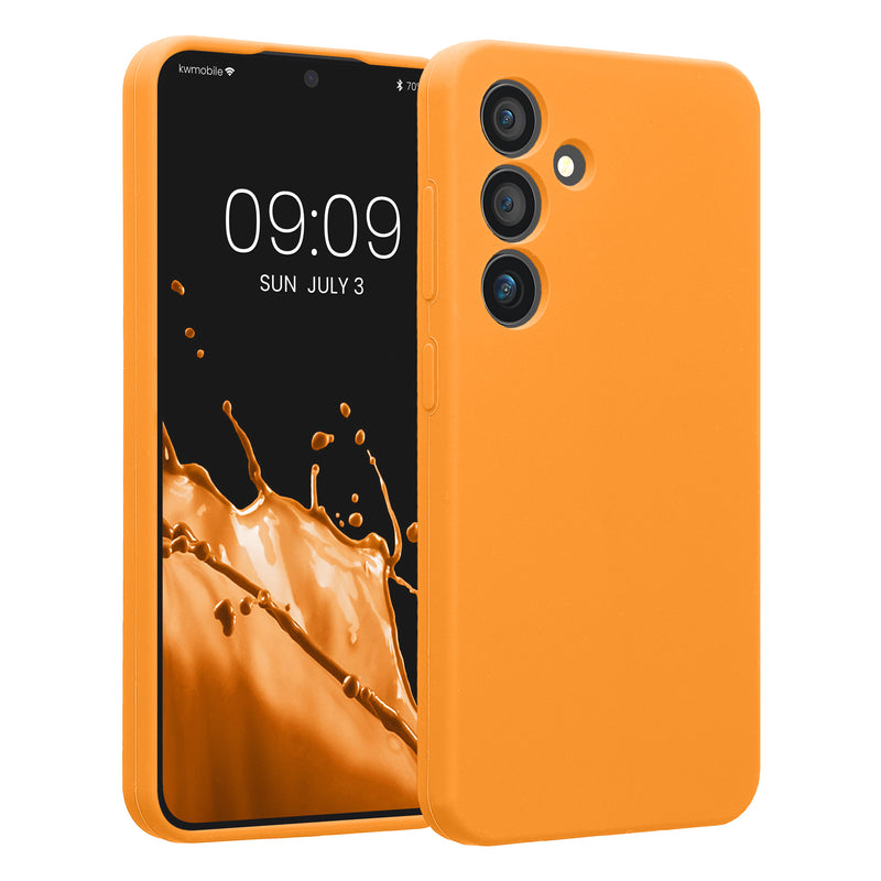 kwmobile Handyhülle kompatibel mit Samsung Galaxy S24 Hülle - gummierte Handy Case aus Silikon in Fruity Orange Fruity Orange  