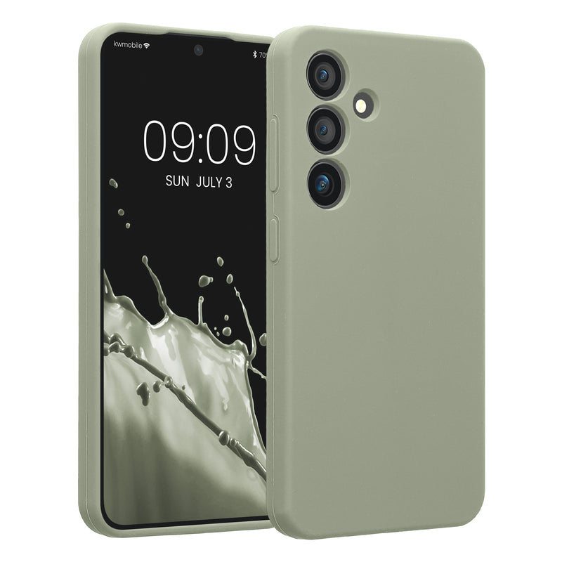 kwmobile Handyhülle kompatibel mit Samsung Galaxy S24 Hülle - gummierte Handy Case aus Silikon in Graugrün Graugrün  
