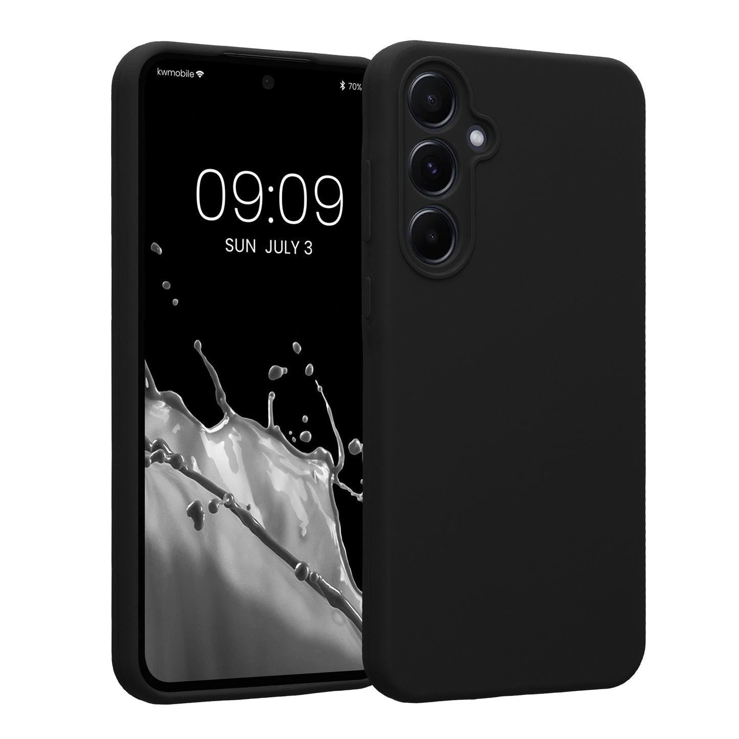 kwmobile Handyhülle kompatibel mit Samsung Galaxy A55 5G Hülle - gummierte Handy Case aus Silikon in Schwarz Schwarz  