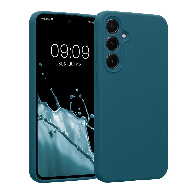 kwmobile Handyhülle kompatibel mit Samsung Galaxy A55 5G Hülle - gummierte Handy Case aus Silikon in Petrol matt Petrol matt  