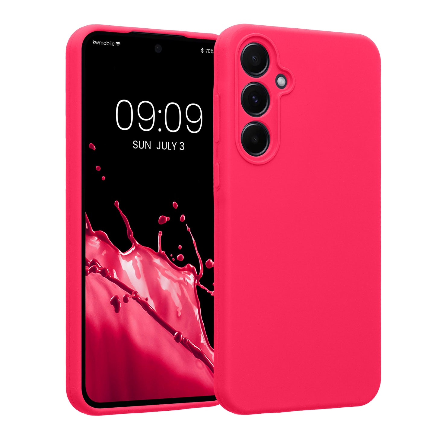 kwmobile Handyhülle kompatibel mit Samsung Galaxy A55 5G Hülle - gummierte Handy Case aus Silikon in Neon Pink Neon Pink  