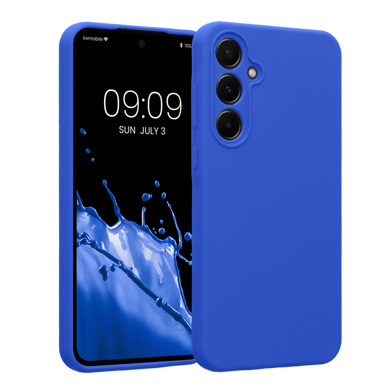 kwmobile Handyhülle kompatibel mit Samsung Galaxy A55 5G Hülle - gummierte Handy Case aus Silikon in Baltik Blau Baltik Blau  