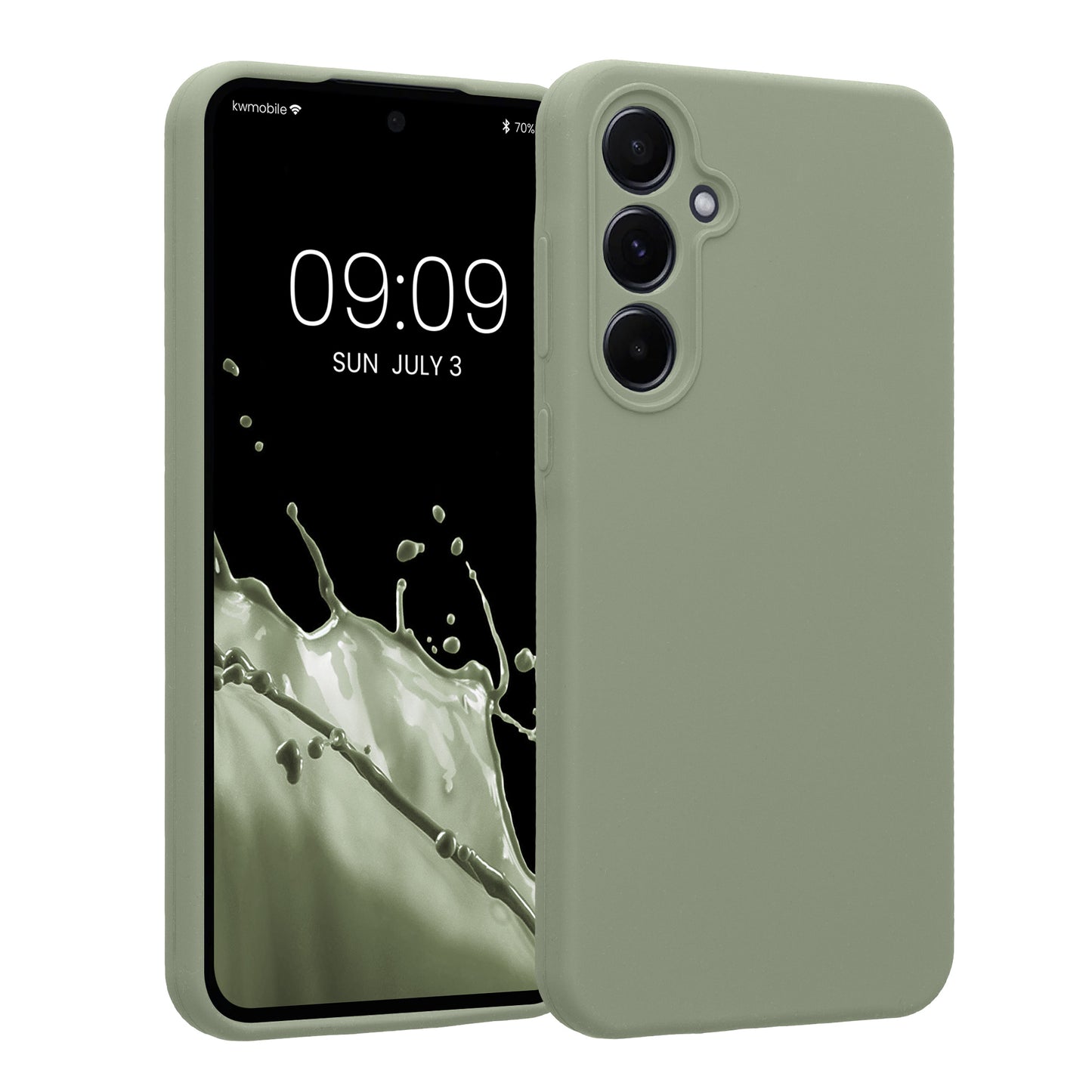 kwmobile Handyhülle kompatibel mit Samsung Galaxy A55 5G Hülle - gummierte Handy Case aus Silikon in Graugrün Graugrün  