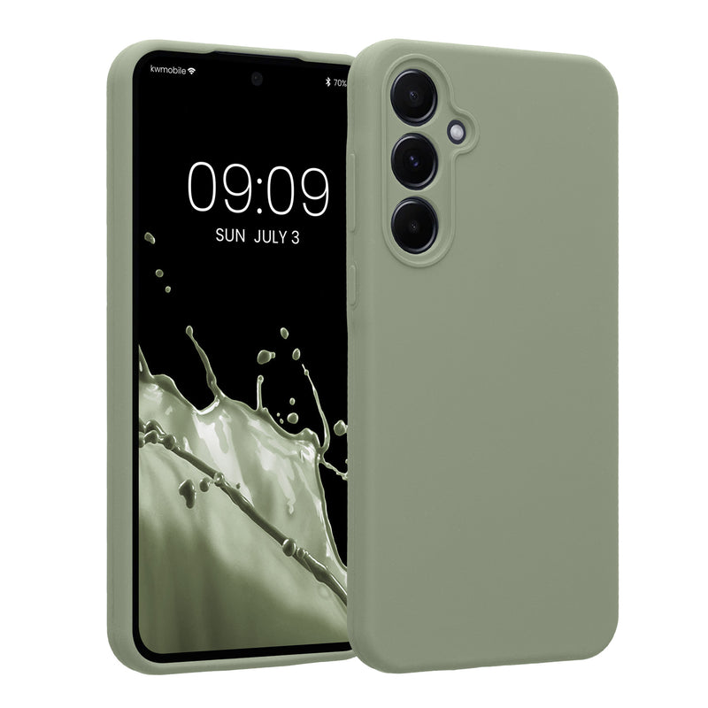 kwmobile Handyhülle kompatibel mit Samsung Galaxy A55 5G Hülle - gummierte Handy Case aus Silikon in Graugrün Graugrün  