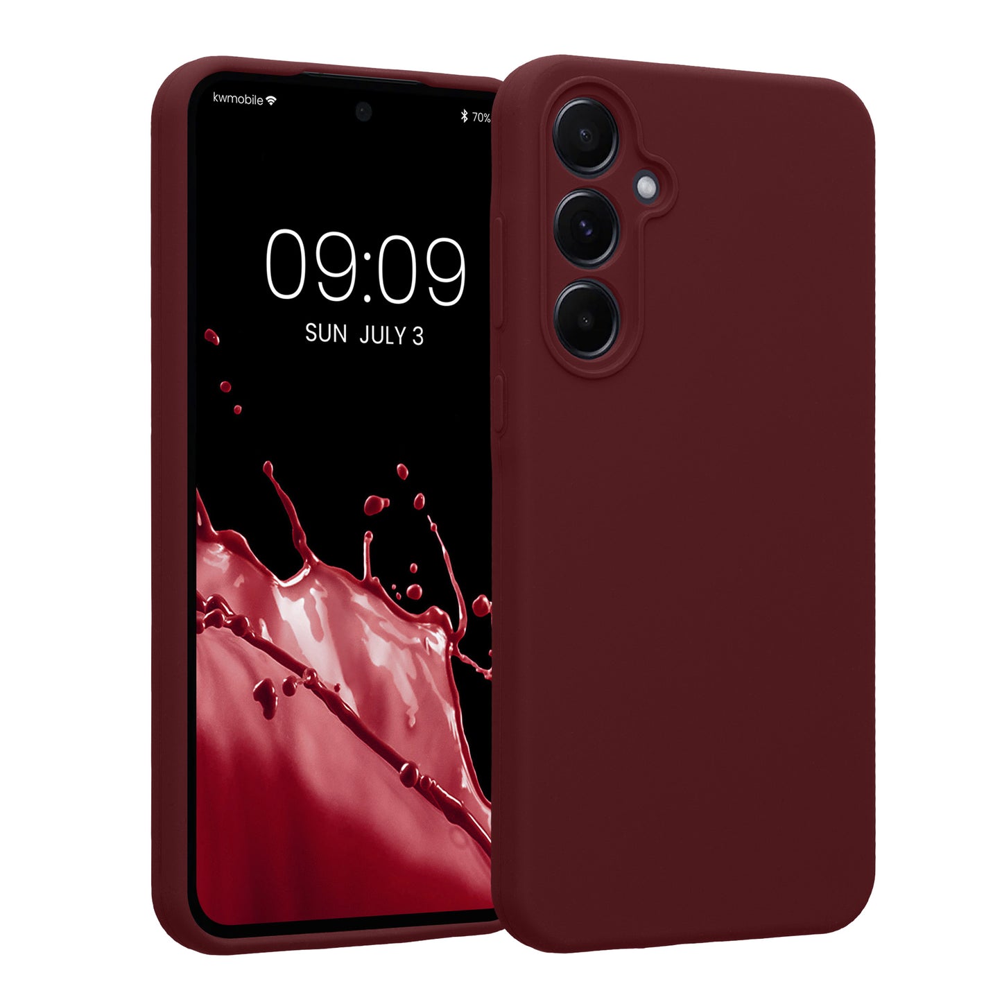 kwmobile Handyhülle kompatibel mit Samsung Galaxy A55 5G Hülle - gummierte Handy Case aus Silikon in Bordeaux Violett Bordeaux Violett  