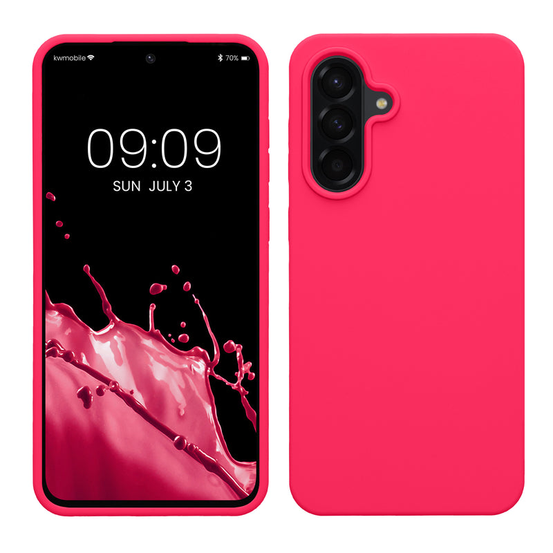 kwmobile Hülle kompatibel mit Samsung Galaxy A56 5G Hülle - Silikon Handy Case - Handyhülle weiche Oberfläche - kabelloses Laden - Neon Pink Neon Pink  