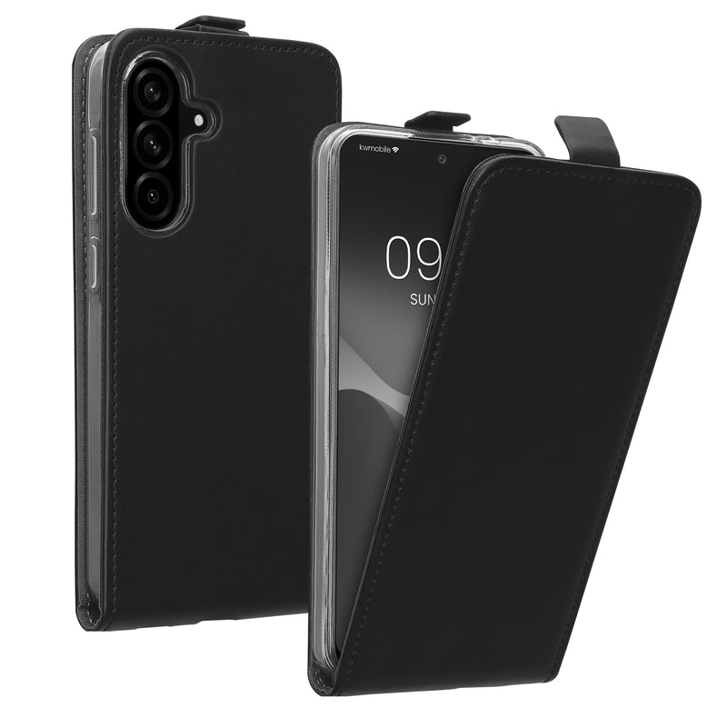 kwmobile Case Compatible with Samsung Galaxy A56 5G - Flip Cover Faux Leather Phone Case