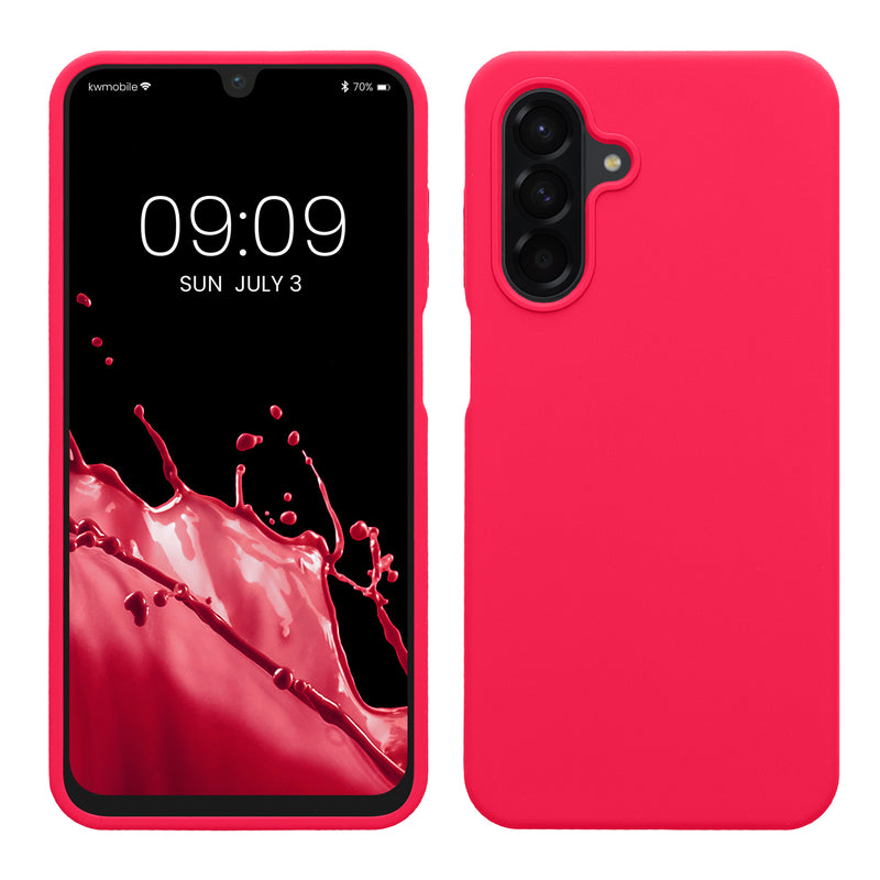 kwmobile Hülle kompatibel mit Samsung Galaxy A26 5G Hülle - Silikon Handy Case - Handyhülle weiche Oberfläche - kabelloses Laden - Neon Pink Neon Pink  