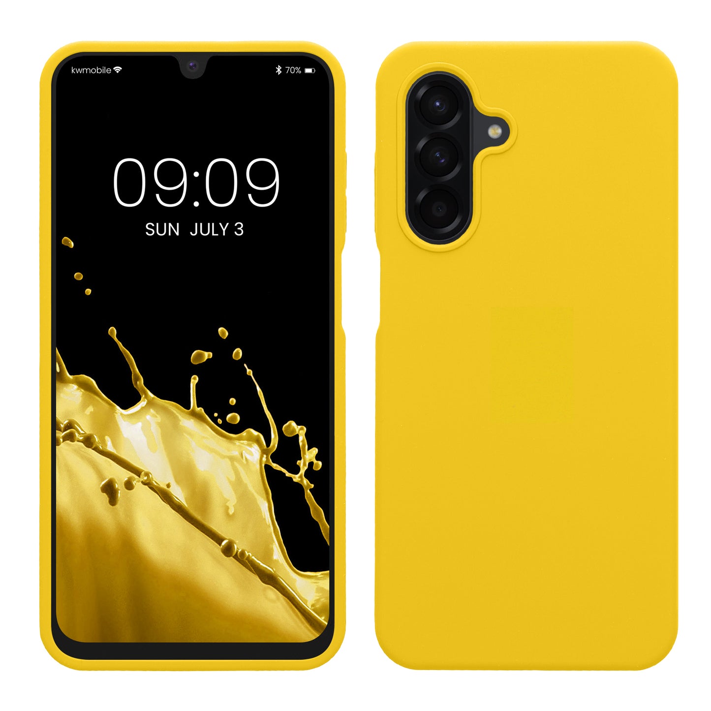 kwmobile Hülle kompatibel mit Samsung Galaxy A26 5G Hülle - Silikon Handy Case - Handyhülle weiche Oberfläche - kabelloses Laden - Strahlend Gelb Strahlend Gelb  