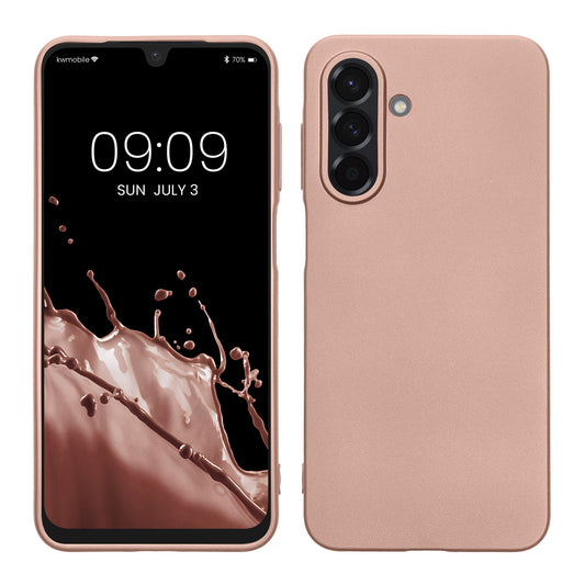 kwmobile Case kompatibel mit Samsung Galaxy A26 5G Hülle - Schutzhülle aus Silikon metallisch schimmernd - Handyhülle Metallic Rosegold Metallic Rosegold  