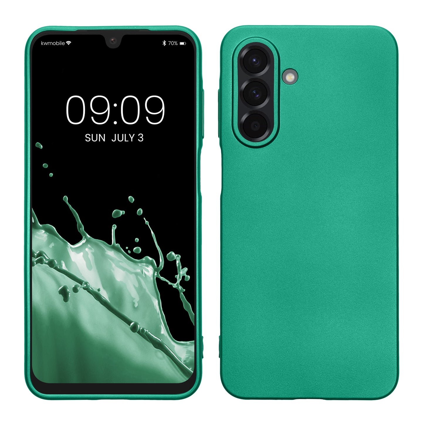kwmobile Case kompatibel mit Samsung Galaxy A26 5G Hülle - Schutzhülle aus Silikon metallisch schimmernd - Handyhülle Metallic Dunkelgrün Metallic Dunkelgrün  