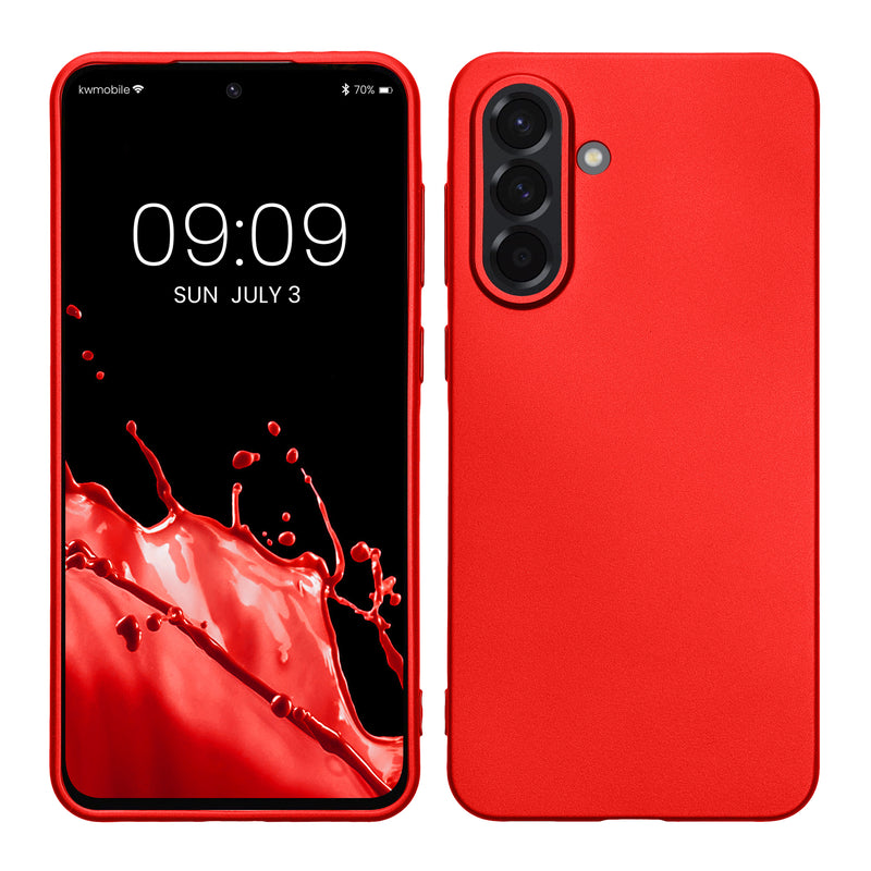 kwmobile Case kompatibel mit Samsung Galaxy A36 5G Hülle - Schutzhülle aus Silikon metallisch schimmernd - Handyhülle Metallic Dunkelrot Metallic Dunkelrot  