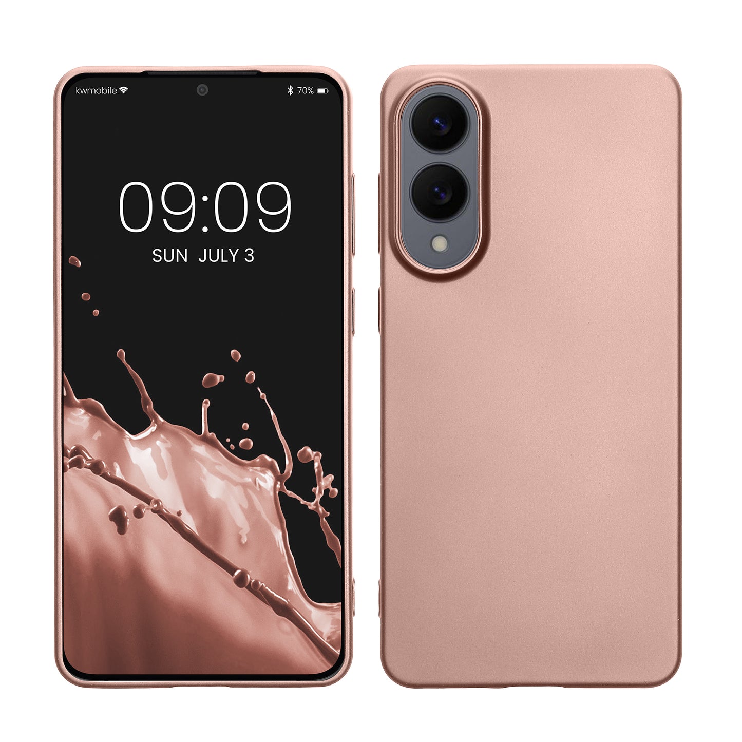 kwmobile Case kompatibel mit Samsung Galaxy S25 Edge Hülle - Schutzhülle aus Silikon metallisch schimmernd - Handyhülle Metallic Rosegold Metallic Rosegold  