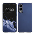 kwmobile Case kompatibel mit Samsung Galaxy S25 Edge Hülle - Schutzhülle aus Silikon metallisch schimmernd - Handyhülle Metallic Blau Metallic Blau  