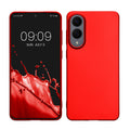 kwmobile Case kompatibel mit Samsung Galaxy S25 Edge Hülle - Schutzhülle aus Silikon metallisch schimmernd - Handyhülle Metallic Dunkelrot Metallic Dunkelrot  