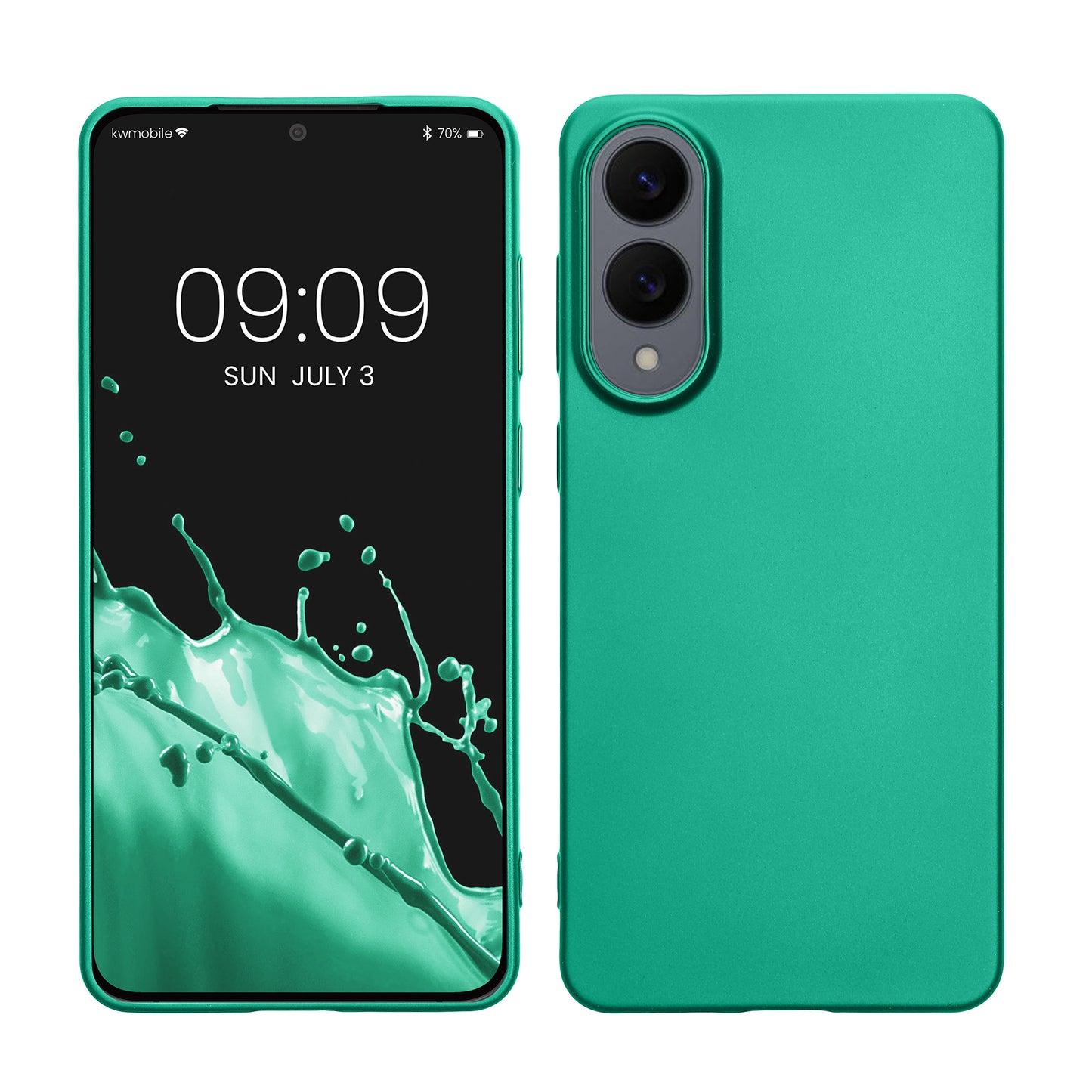 kwmobile Case kompatibel mit Samsung Galaxy S25 Edge Hülle - Schutzhülle aus Silikon metallisch schimmernd - Handyhülle Metallic Dunkelgrün Metallic Dunkelgrün  