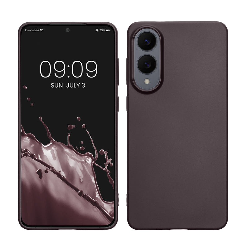 kwmobile Case kompatibel mit Samsung Galaxy S25 Edge Hülle - Schutzhülle aus Silikon metallisch schimmernd - Handyhülle Metallic Brombeere Metallic Brombeere  