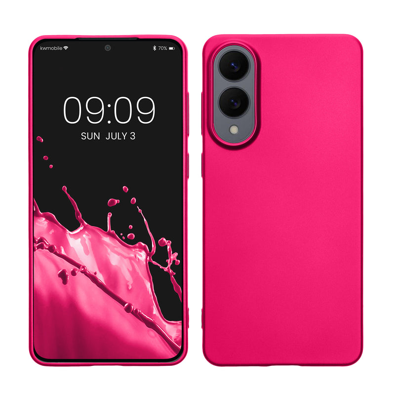 kwmobile Case kompatibel mit Samsung Galaxy S25 Edge Hülle - Schutzhülle aus Silikon metallisch schimmernd - Handyhülle Metallic Pink Metallic Pink  