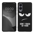 kwmobile Hülle kompatibel mit Samsung Galaxy S25 Edge - Handyhülle Silikon Case - Don't touch my Phone Weiß Schwarz Weiß  [dsg01]