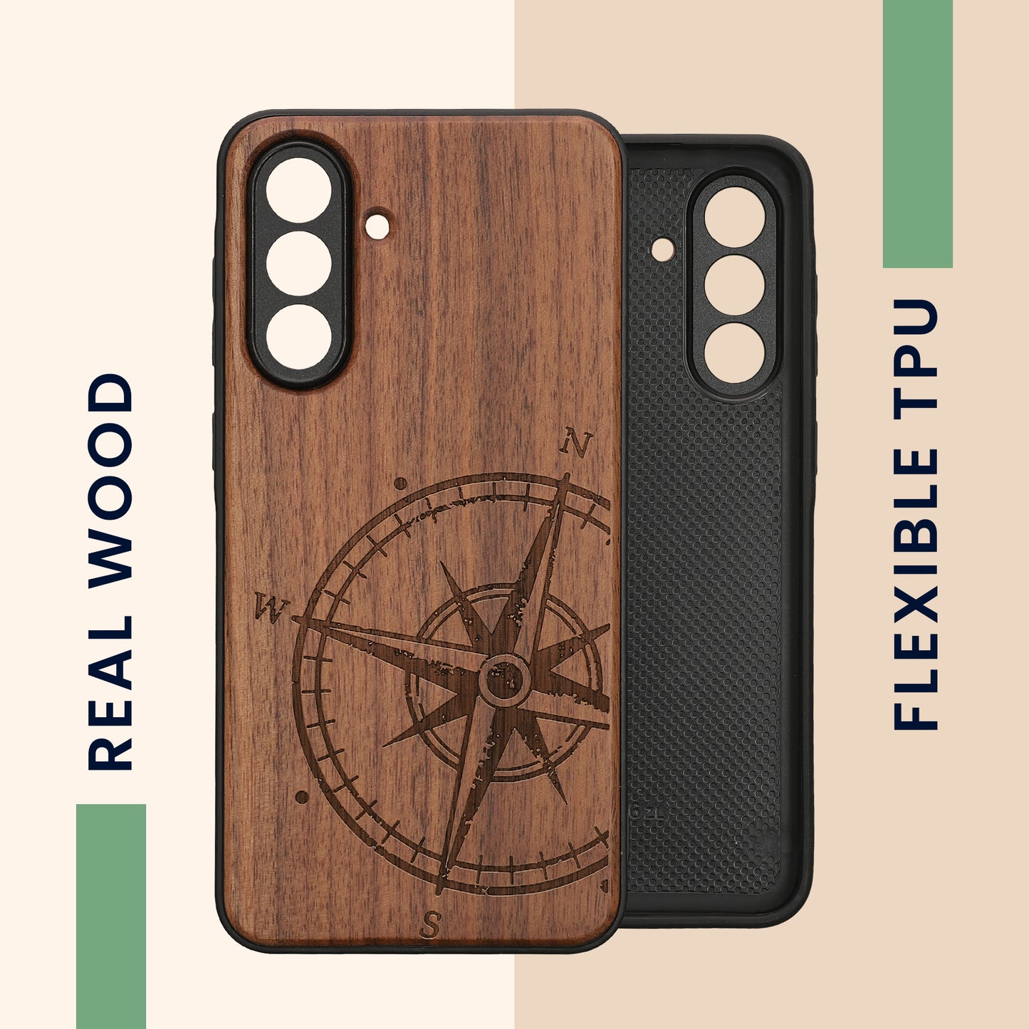 kwmobile Case Compatible with Samsung Galaxy A56 5G Phone Cover TPU Phone Case Compass Vintage