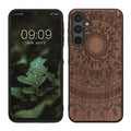 kwmobile Hülle kompatibel mit Samsung Galaxy A16 5G Hülle - Holz Case - Handy Cover - TPU Handyhülle in Dunkelbraun Indische Sonne Dunkelbraun  [dsg02]