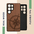 kwmobile Case Compatible with Samsung Galaxy S25 Ultra Cover - Mobile Phone Cover - TPU Phone Case Compass Vintage