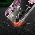 kwmobile Case Compatible with Samsung Galaxy A55 5G Phone Case - Silicone Case Transparent - With Glass Screen Protector - Cherry Blossom and Roses Transparent