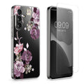 kwmobile Case Compatible with Samsung Galaxy A56 5G Phone Case with Glass Screen Protector Floral Blossoms and Roses Transparent