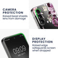 kwmobile Case Compatible with Samsung Galaxy A56 5G Phone Case with Glass Screen Protector Floral Blossoms and Roses Transparent