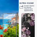 kwmobile Case Compatible with Samsung Galaxy A56 5G Phone Case with Glass Screen Protector Floral Blossoms and Roses Transparent