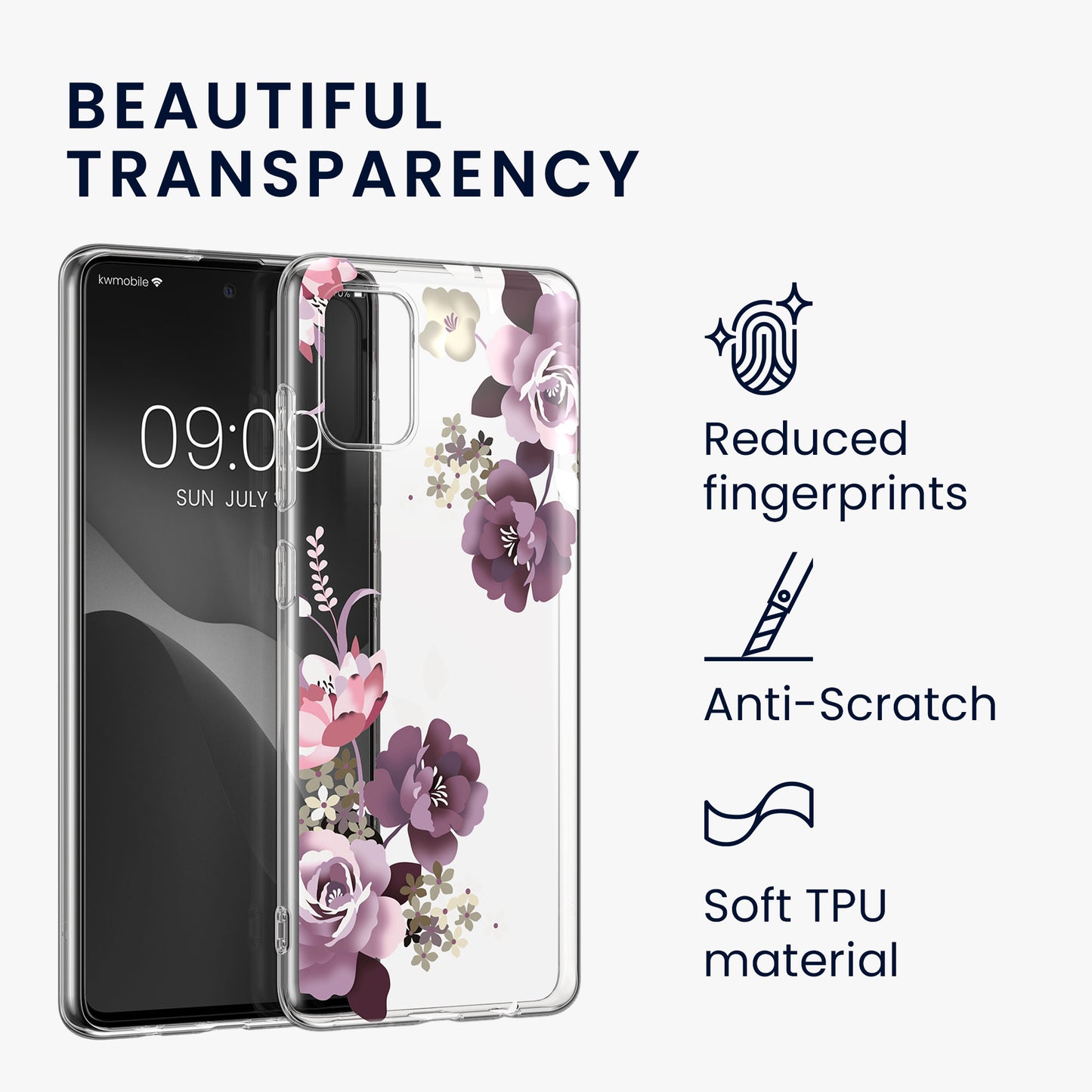 kwmobile Case Compatible with Samsung Galaxy A51 Phone Case Silicone Cover transparent With Glass Screen Protector