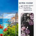 kwmobile Case Compatible with Samsung Galaxy A36 5G Phone Case with Glass Screen Protector Blossom and Roses Transparent