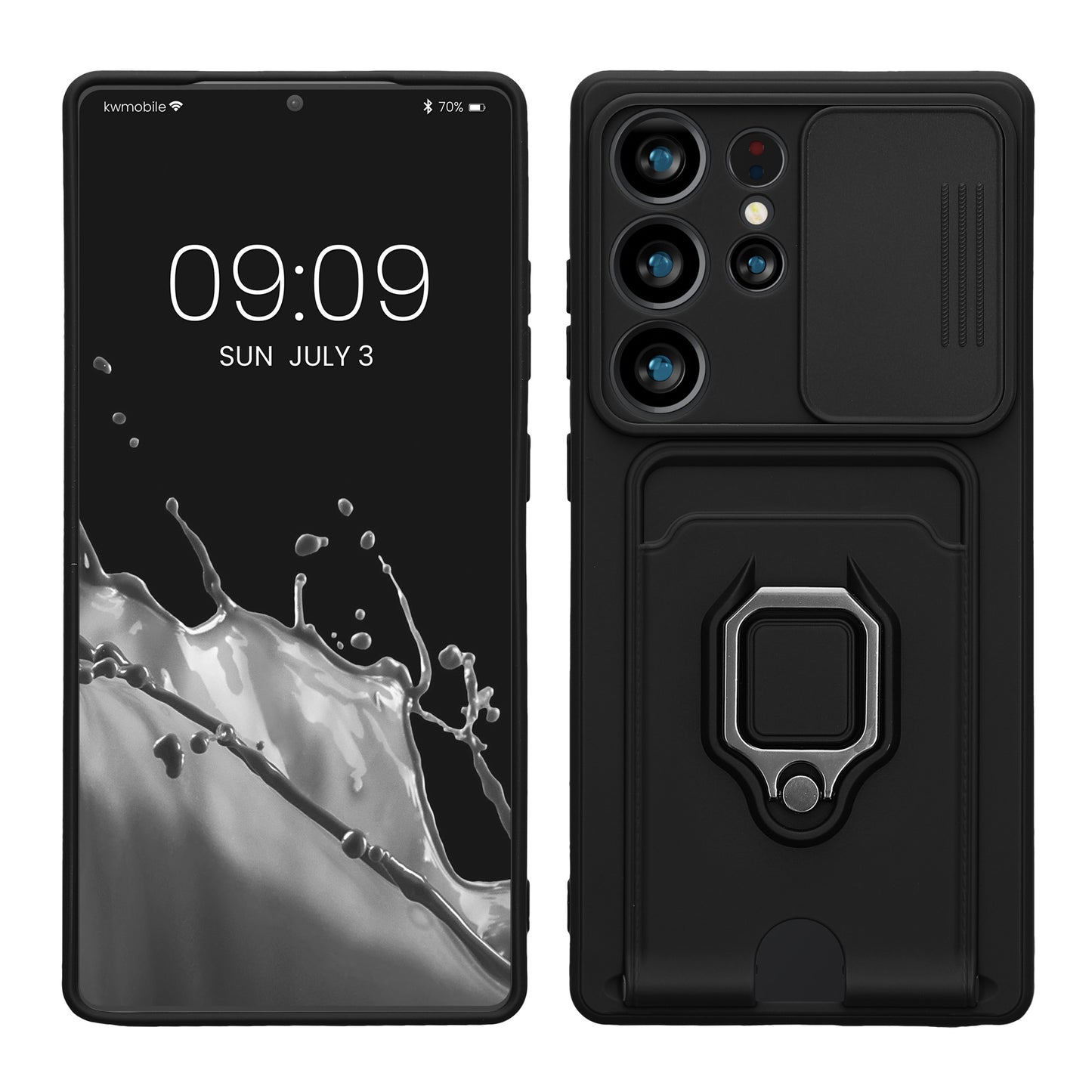 kwmobile Handyhülle kompatibel mit Samsung Galaxy S25 Ultra - Softcase mit Kameraschutz - Kartenfach - Schwarz Schwarz  